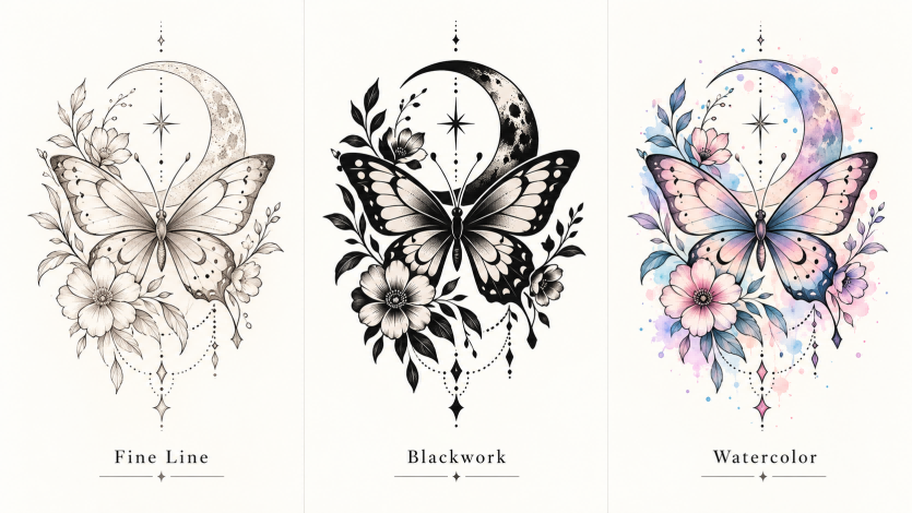 AI-generated tattoo designs in various styles